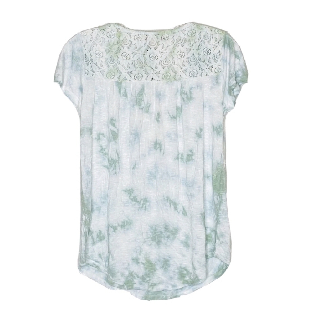 Knox Rose Women's Tie Dye Green Lace Short Sleeve T-Shirt, Small - Picture 3 of 8